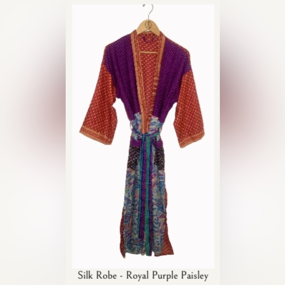 Silk Robe Multi Color Paisley
